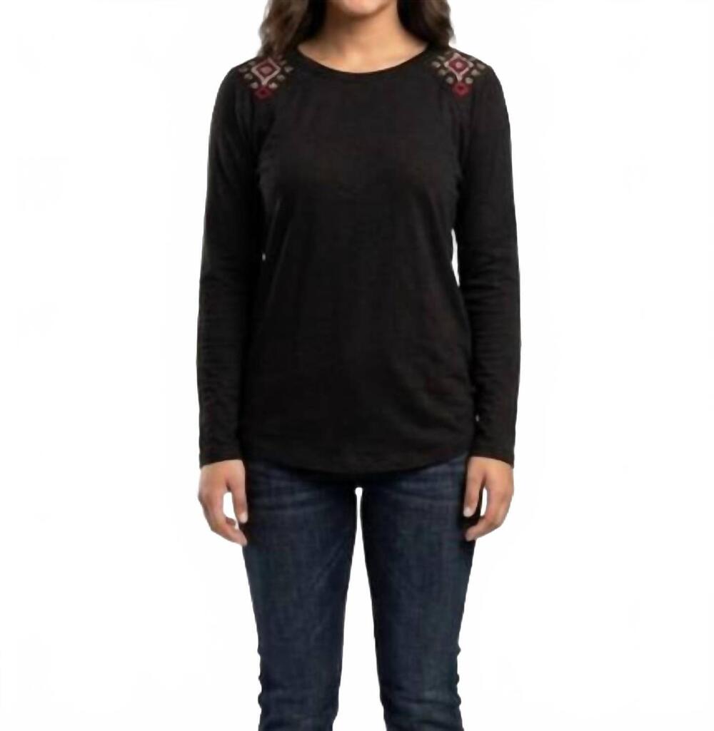 NEW ROPER lacy long sleeve top in black